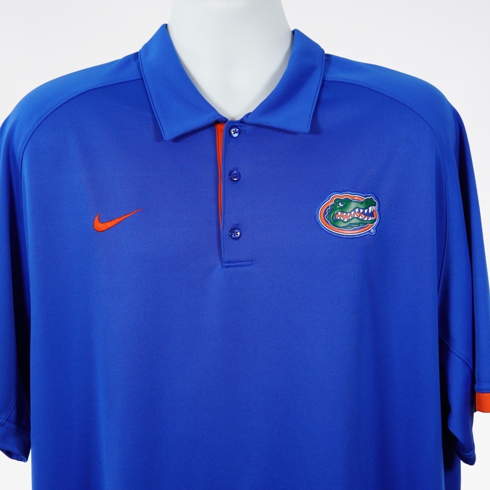 Nike Dri-Fit Mens Blue XL UF Florida Gators Polo Shirt Polyester 11J54